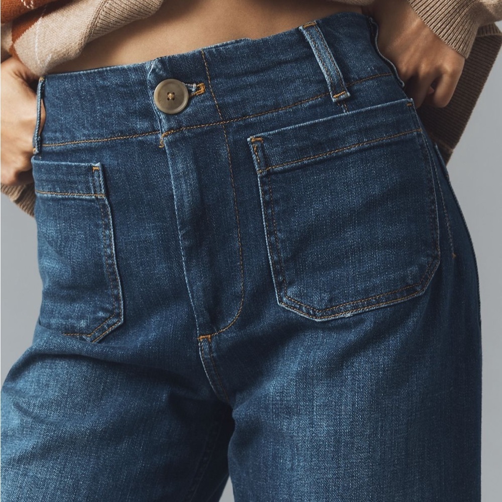 Anthropologie Maeve The Colette Jean Mini Fern Wash High Rise Sz 32 TALL NEW - Picture 3 of 16